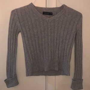 Gray Knitted Long Sleeve Top